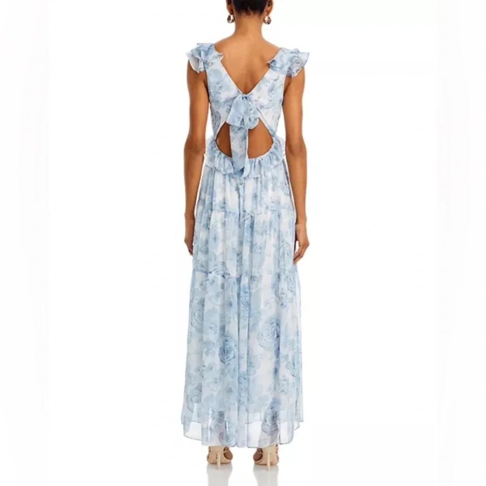New AQUA Ruffle Trim Maxi Dress - Exclusive, Size Medium, Floral Dress - Picture 6 of 14